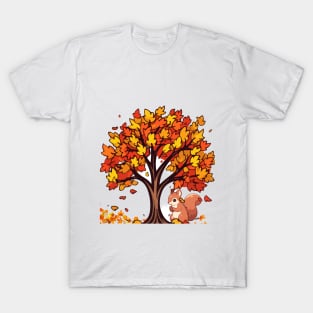 Fall/autumn with tree and Squirrel cute T-Shirt